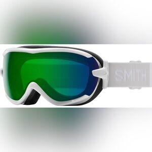 SMITH White Mosaic Goggles with Green Mirror Lens